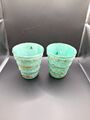 2 DIY Teelichthalter Windlicht Glas Set Paket zusammen Grün Rustikal 8cm Hoch