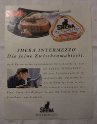 O.1 Sheba Intermezzo Werbung aus Zeitschrift Katzenfutter Werbung Zeitschrift