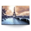 120x80cm Wandbild auf Leinwand Paris Eiffelturm Fluss Steinbrücke Frankreich