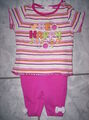 Süßes Sommer-Set, Streifen-Shirt"Be Happy" +  rosa Hose Gr.62/68