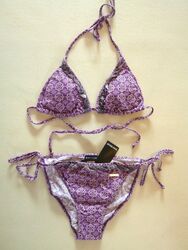 Bruno Banani Bikini Triangelbikini Größe 36 Cup A/B Farbe lila weiß schwarz