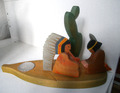 Kinderkram Ostheimer Teelicht in Form eines Kanus Rarität INDIANER Kaktus