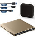 techPulse120 Extern UHD 4k M-DISC USB 3.0/C Gold Laufwerk Blu-ray Brenner Tasche