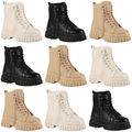 Damen Warm Gefütterte Plateau Boots Profil-Sohle Schuhe 902075 Mode