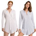HANRO Damen Nachthemd Schlafshirt Luxus Knöpfe 100% Baumwolle PREMIUM Qualität