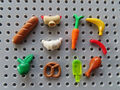 Lego 10 x Lebensmittel Hörnchen Brezel Apfel Eis Banane Möhre Hot Dog Wurst  A