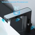 Grau Waschtischarmatur Infrarot Sensor Wasserhahn Bad Waschbecken Mischbatterie