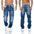 Cipo & Baxx Jeans Herren Regular Fit Hose 287 Blau Edle Stickereien Dicke Nähte