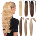 Lang REMY Echthaar Pferdeschwanz Ponytail Extensions Clip In Zopf Haarteil Glatt