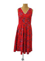 Wunderschönes Kleid fit&flare rot Blumen Muster wadenlang Gr.38