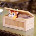 Lustiger Tiger in einer Box Useless Box aus Holz Spielzeug Geschenk Überraschung