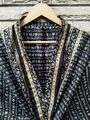 Midi Kimono Reine Seide Robe Knielang Abendkleid Bademantel Schwarz MKMO1522