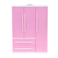 Dreitüriger rosa moderner Kleiderschrank für Puppenmöbel Kleidung Zubehör zu Bxb