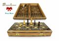 Neu 50x50 cm Holz Backgammon/Schachspiel/Tavla Brett inkl.Holz Steine&Figuren