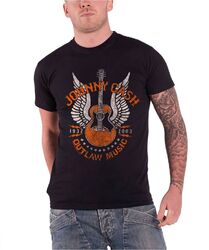 Johnny Cash T Shirt Outlaw Music Guitar Wings offiziell Herren Schwarz