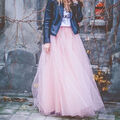 Damen Tüll Röcke Lange Tutu 6-layer Maxirock Hochzeit Prom Unterrock Petticoat