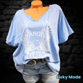 Italy Damen Shirt Oversized kurzarm T-Shirt  Adler Cotton hell Blau 40 42 44 NEU