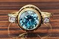 Schöner Ring mit Zirkon und Diamanten Brillanten Gelb Gold 750 18K #