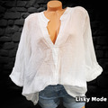 ITALY Oversized leichtes Bluse 100% Cotton Chiffon Fischerhemd Weiß  40 42 44