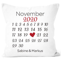 personalisiertes Kissen Kalender mit anpassbarem Datum und Wunsch-Namen