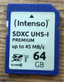 Intenso SDXC Card 64GB Class 10 UHS-I Premium SD Karte