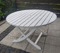 Gartentisch rund 120 cm Durchmesser Massiv-Holz Klappbar weiß