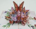 3D Pop Up Karte Geburtstagskarte Schmetterlinge auf Blumenwiese Muttertag Mama