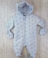 Baby Junge gepolsterter Schneeanzug Mantel All in One blau Teddybären 6 - 12 Monate