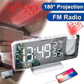 LCD FM Radiowecker mit Projektion Digital Funkuhr Dimmbar Tischuhr Alarm USB DHL