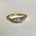  Vintage Diamant 18 Karat Art Deco Platin Gold Ring Größe O