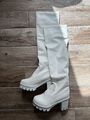 Overkneestiefel weiß Gr.: 38 NEU Plateau Blockabsatz Boots High Heels Stiefel