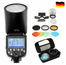 Godox V1S 2.4G TTL HSS Blitz mit Akku für Sony +Magnetischer Rundkopf Zubehör