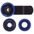 Kameraobjektiv 3 in 1 für Smartphones - Fisheye/Superweitwinkel/Makro (blau)