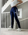 Adidas blau dünnes Bein Softshell Trainingsanzug Unterteil Größe S Fitnessbekleidung Trainingshose