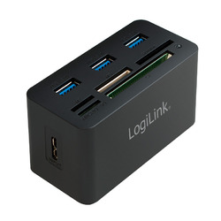 USB 3.0-Hub, mit All-in-One-Kartenleser, schwarz