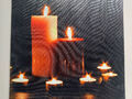 Sehr schönes LED Bild Kerzen Leinwand Braun Rot Orange 30 x 30 cm