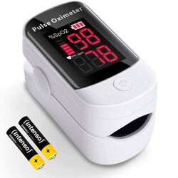 Pulsoxymeter Finger Puls Oximeter Messgerät Sauerstoff Blut SpO2 Pulsoximeter✅ Inkl. Batterien ✅ Trageschlaufe ✅ Anleitung