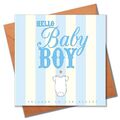 Babykarte, blaue Streifen, Hallo Baby Junge