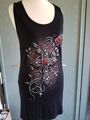 Top Longtop Spiral Gothik Fantasy Tanktop mit Spitze am Rücken schwarz S