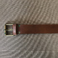 Damen Leder-Gürtel 105 cm, braun - 4 cm breit - mit Grünspan-Patina