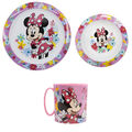 Disney Minnie Mouse Kinder Geschirr-Set 3 teilig Becher (350ml) Teller Schüssel