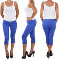 Damen 3/4 Capri Jeans Stretch Kurze Hose Shorts Bemuda Hüft Sommer Rot Blau