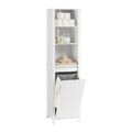 SoBuy Hochschrank mit ausklappbarem Wäschesack Badschrank Badregal BZR102-W