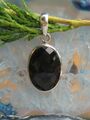 Ω Anhänger ovaler schwarzer Onyx Sterling Silber 925