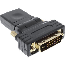 InLine® HDMI-DVI Adapter, HDMI Buchse auf DVI Stecker, flexibler Winkel, vergold