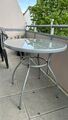 Tisch für Balkon, gute Zustand, grau mit Glasplatte, rund, Durchmesser ca. 70 cm