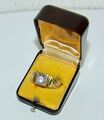 Ring Herrenring Gold 750 18 K und weißer Stein massiv Vintage