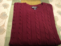 Lands end Herren Zopfmuster Pullover Gr.L Burgund