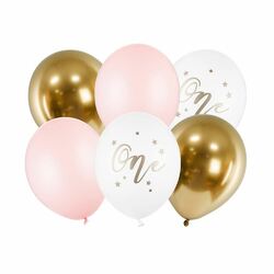 Pink 1st Birthday Balloons | Girls Pastel Gold  One Party Decorations