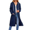 Damen Lang Kapuzenpullover Reißverschluss Tasche Pullover Fleece Mantel US ❥